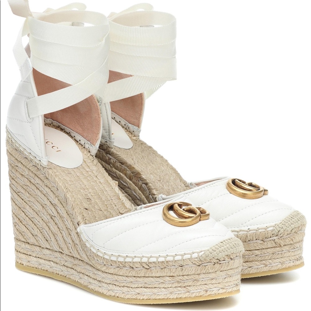 Gucci White Marmont Espadrille Wedges